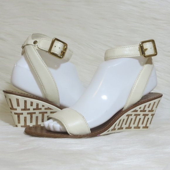 Tory Burch Shoes - Tory Burch | Regan | Ivory Leather Wedge Sandals
